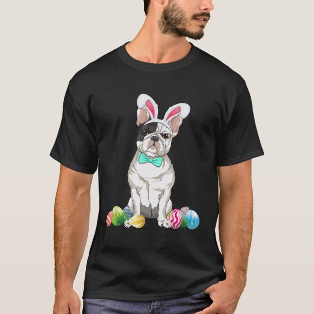 Bunny French Bulldog Easter Happy Easter Dog T Shirt (Framsida)