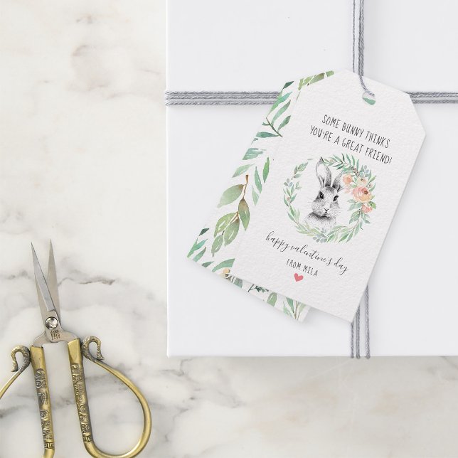 Bunny Friend Kids Classroom Valentines Party Presentetikett (Skapare uppladdad)