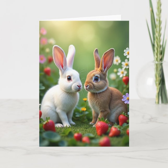 Bunny Friends Cute Encounter Card Kort (Framsida)