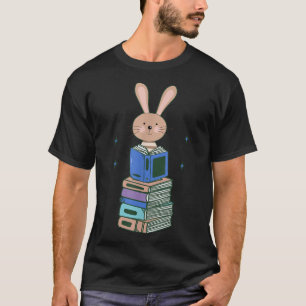 Bunny Funny Cute Bookworm Girls Boys Bok Reading  T Shirt