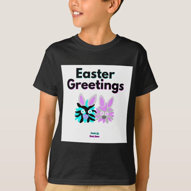 Bunny Fuzzies Boys Black Basic T Shirt (Framsida)