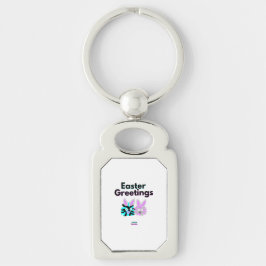 Bunny Fuzzies Rectangle Metall Keychain Rektangulärt Silverfärgad Nyckelring
