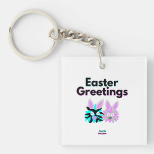 Bunny Fuzzies Square Keychain