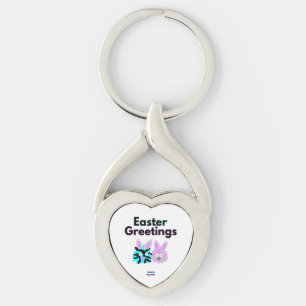 Bunny Fuzzies Twisted Heart Metall Keychain Silverfärgad Nyckelring