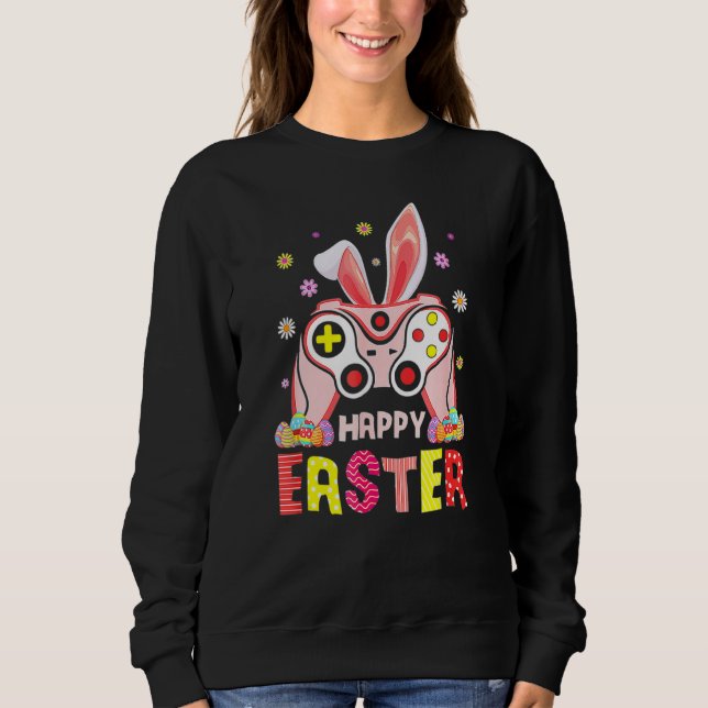 Bunny Gamer för videospelsstyrenhet för glad påsk- T Shirt (Framsida)