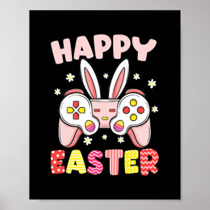 Bunny Gamer Glad påsk för videospelsstyrenhet Poster
