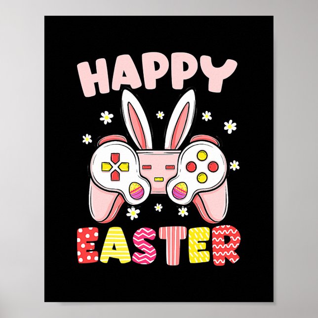 Bunny Gamer Glad påsk för videospelsstyrenhet Poster (Framsidan)