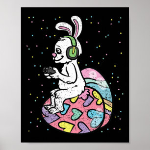Bunny Gamer Påsk Gaming Game Controller Egg Hunt Poster