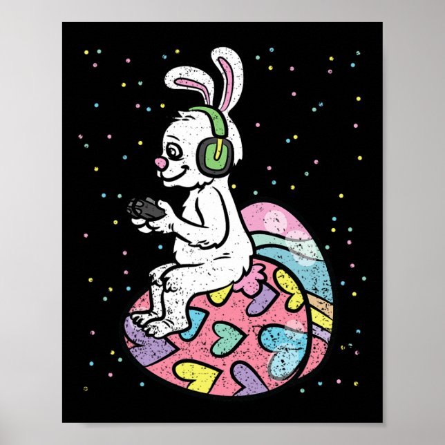 Bunny Gamer Påsk Gaming Game Controller Egg Hunt Poster (Framsidan)