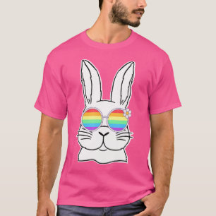 Bunny Gay pride Lgbtq Bunny Rainbow Sunglasses Hap T Shirt