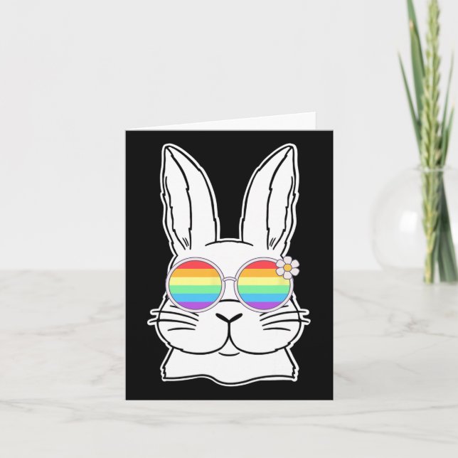 Bunny Gay pride Lgbtq Bunny Rainbow Sungles Lyckli Kort (Framsida)