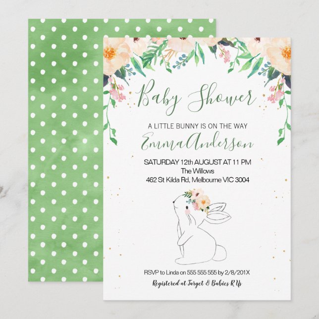Bunny Gender Neutral Baby Shower-inbjudan Inbjudningar (Fram/baksida)