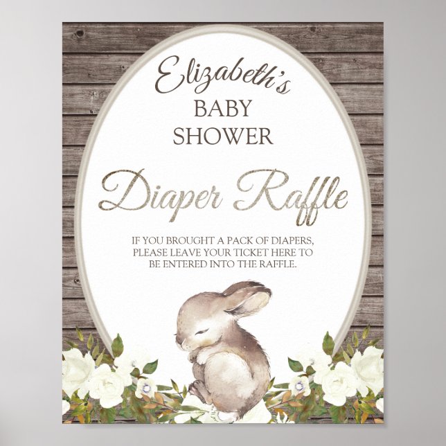 Bunny Gender Neutral Baby Shower Raffle Poster (Framsidan)