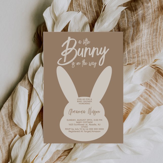 Bunny Gender Neutral Modern Script Baby Shower Inbjudningar (Skapare uppladdad)