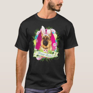 Bunny German Shepherd Hund Glad påsk Day Egg Hun T Shirt