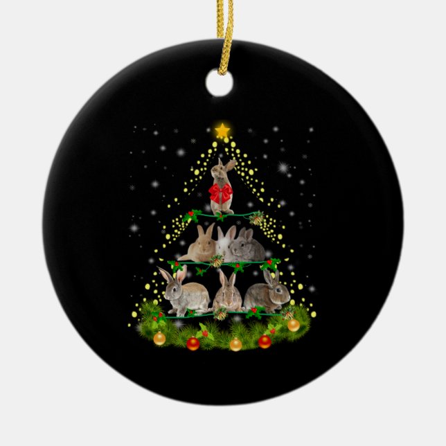 Bunny Gift| Bunny Rabbit Julgran Light Julgransprydnad Keramik (Framsidan)