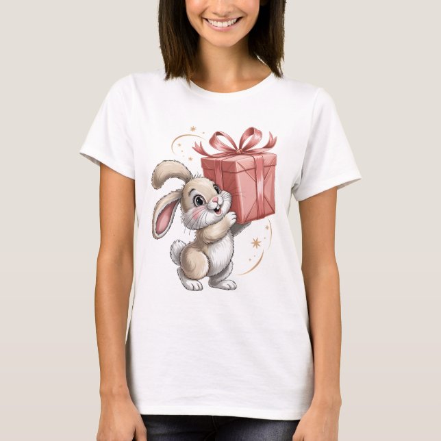 Bunny Gift Fumble T Shirt (Framsida)