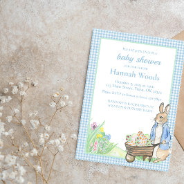 Bunny Gingham Vår Påsk Baby Shower Inbjudningar