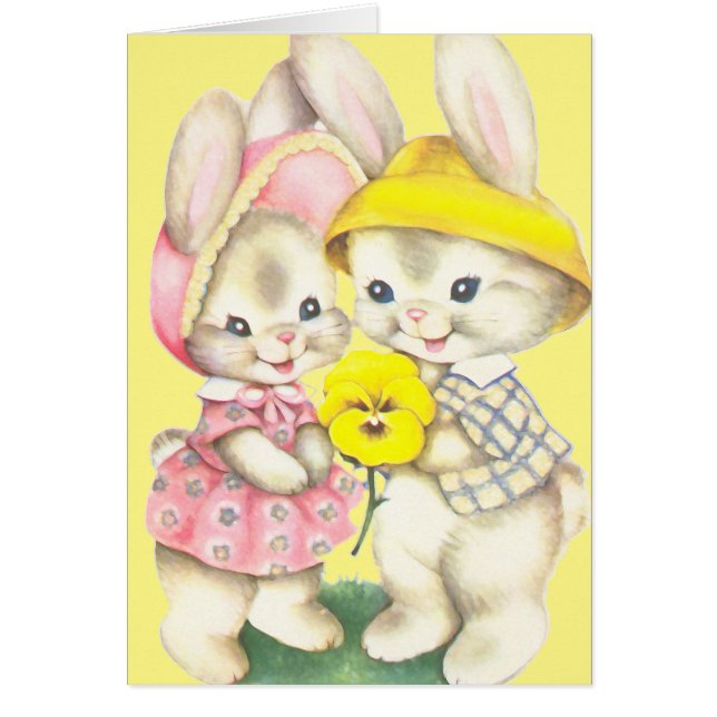 Bunny Girl+Boy Hälsningskort (Framsidan)