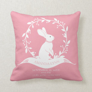 Bunny Girls Baby Birth Stats Pillow Kudde