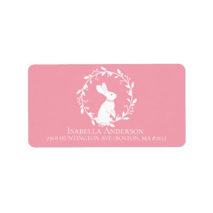 Bunny Girls Baby Shower-adressetikett Adressetikett