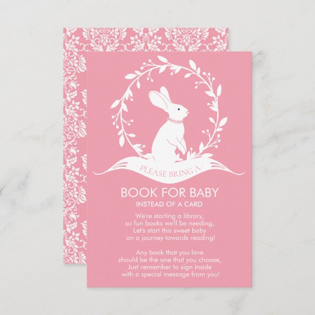 Bunny Girls Baby Shower Bok för Baby Card Inbjudningar (Fram/baksida)