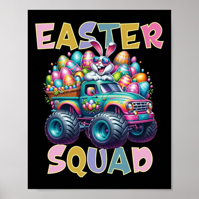 Bunny Glad påsk Monster Lastbil Älskare Egg Huntin Poster (Framsidan)