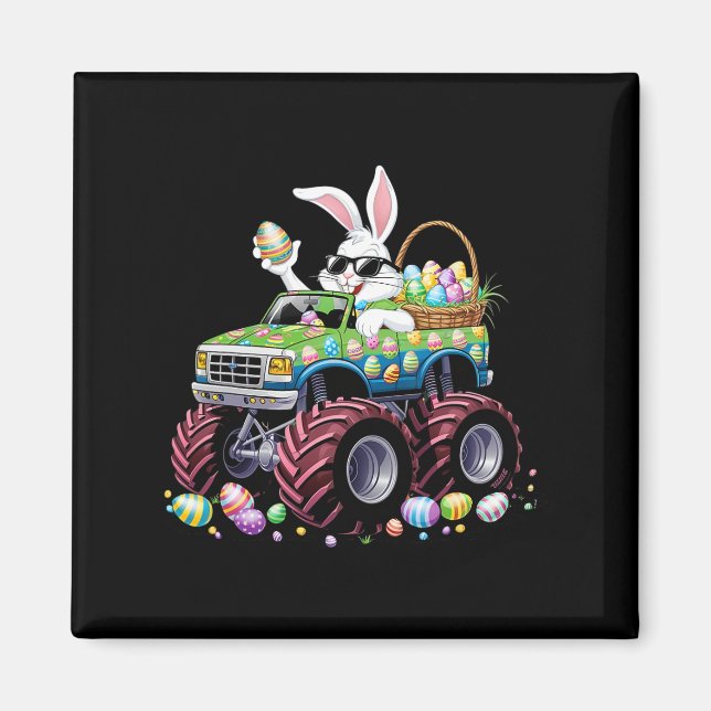 Bunny Glad påsk Monster Lastbil Älskare Kids Boys Magnet (Framsidan)