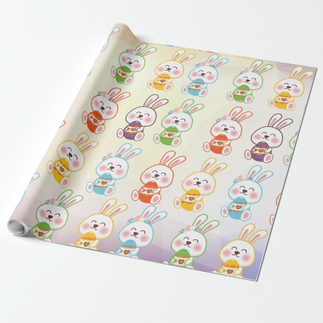 Bunny Glad påsk Mönster Presentpapper (Utrullad)