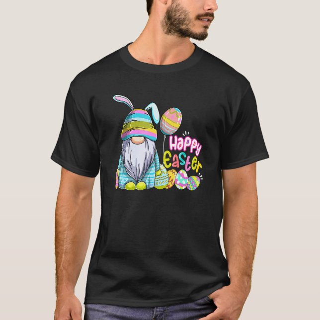 Bunny Gnome Påskäggs Hunting Lycklig Gnome Easte T Shirt (Framsida)