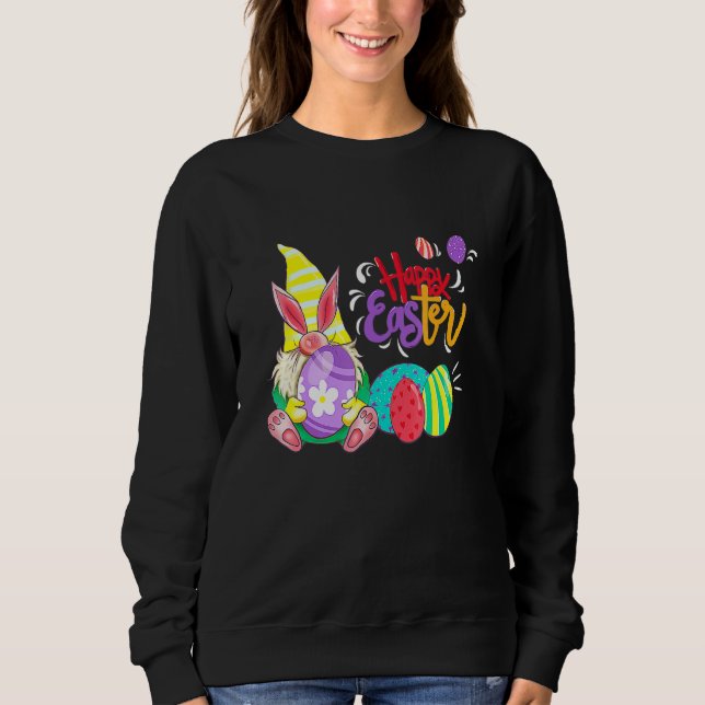 Bunny Gnome Rabbit Eggs Hunting Funny Glad påsk T Shirt (Framsida)