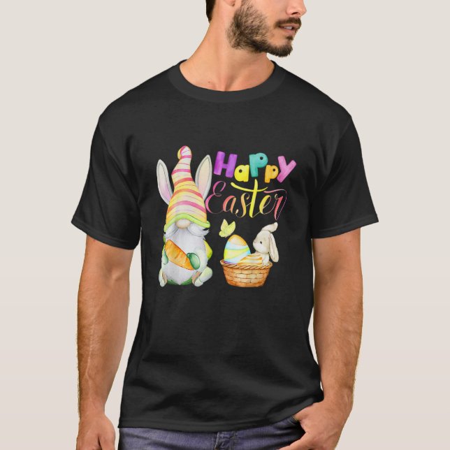Bunny Gnome Rabbit Eggs Hunting Glad påsk Day F T Shirt (Framsida)