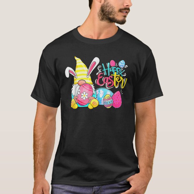 Bunny Gnome Rabbit Eggs Hunting Glad påsk Day F T Shirt (Framsida)