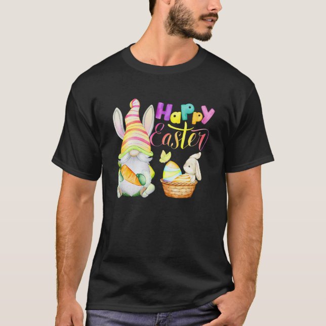 Bunny Gnome Rabbit Eggs Hunting Glad påsk Day F T Shirt (Framsida)
