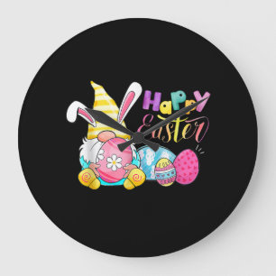 Bunny Gnome Rabbit Eggs Hunting Glad påsk Day Stor Klocka
