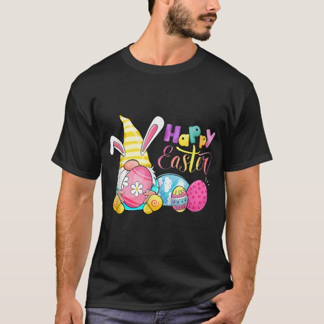 Bunny Gnome Rabbit Eggs Hunting Glad påsk Day T Shirt (Framsida)