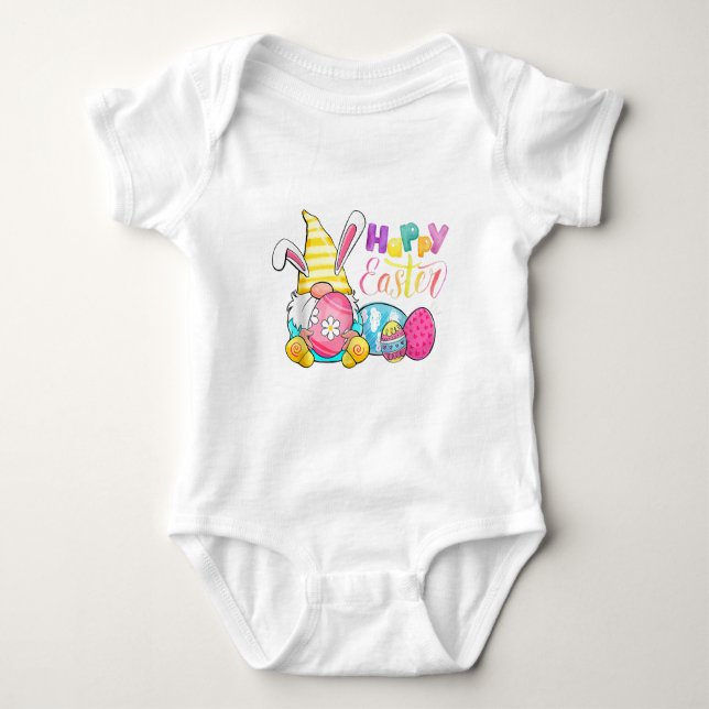 Bunny Gnome Rabbit Eggs Hunting Glad påsk Day T Shirt (Framsida)