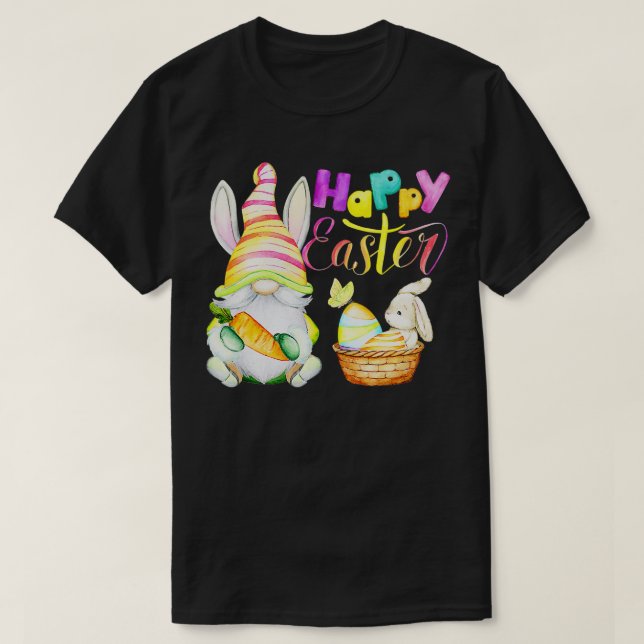 Bunny Gnome Rabbit Eggs Hunting Happy Easter Day F T Shirt (Design framsida)