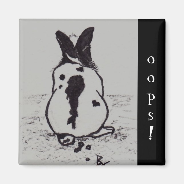 Bunny Go Oops aceo Magnet (Framsidan)