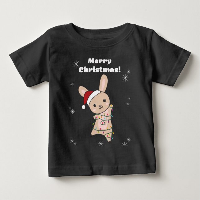 Bunny God jul Winter Animals Rabbits Baby T Shirt (Framsida)