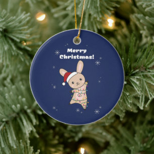 Bunny God jul Winter Animals Rabbits Ceram Julgransprydnad Keramik