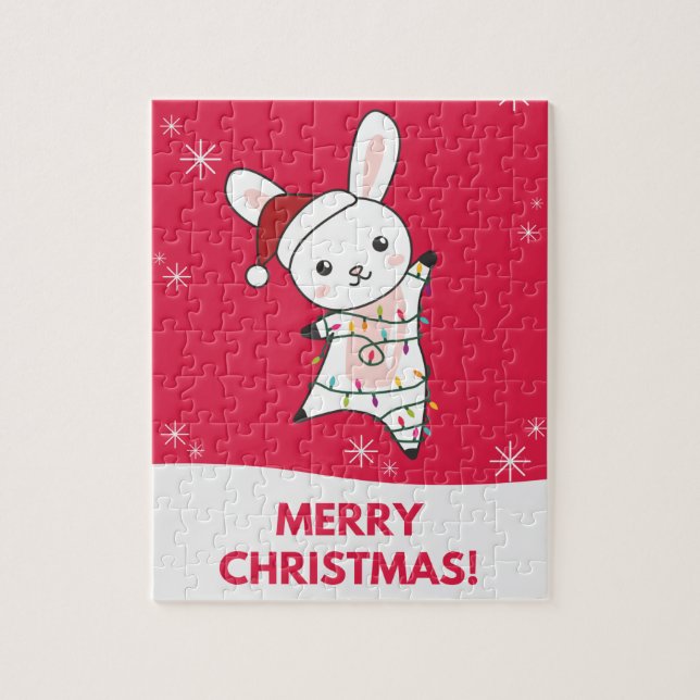 Bunny God jul Winter Animals Rabbits Jigsa Pussel (Vertikal)