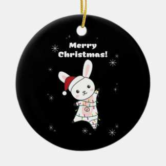 Bunny God jul Winter Animals Rabbits Julgransprydnad Keramik