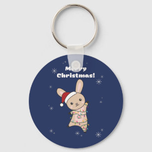 Bunny God jul Winter Animals Rabbits Keych Nyckelring