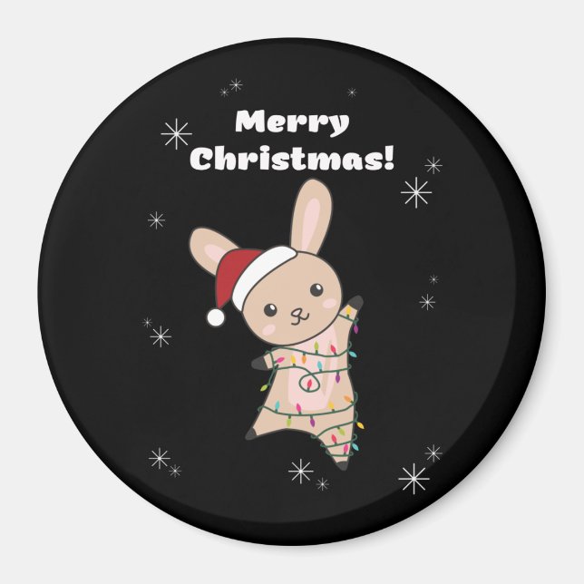 Bunny God jul Winter Animals Rabbits Magne Magnet (Framsidan)