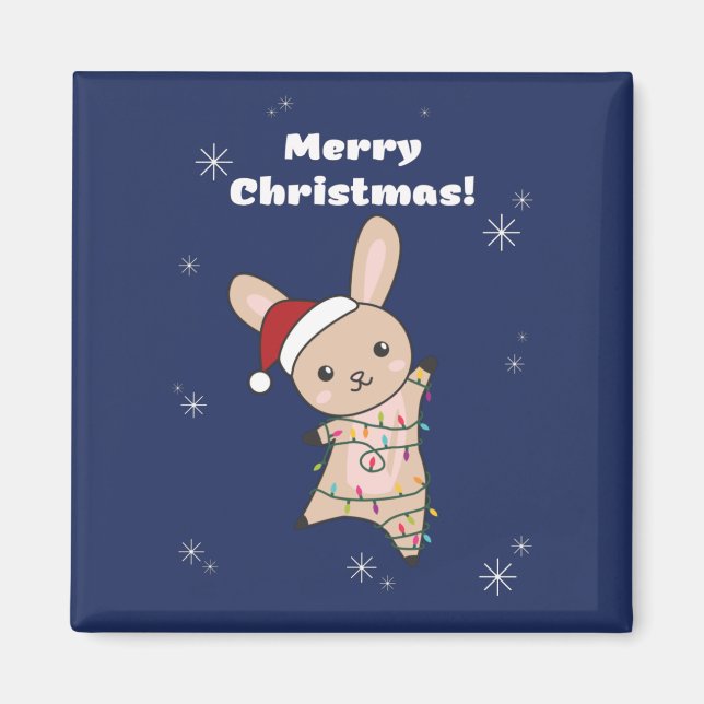 Bunny God jul Winter Animals Rabbits Magne Magnet (Framsidan)