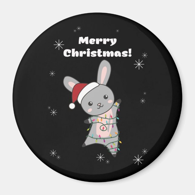 Bunny God jul Winter Animals Rabbits Magnet (Framsidan)