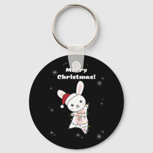 Bunny God jul Winter Animals Rabbits Nyckelring