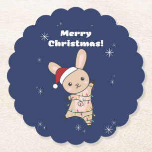Bunny God jul Winter Animals Rabbits Papper Underlägg Papper