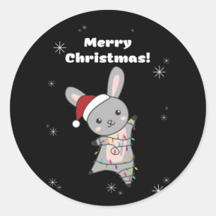 Bunny God jul Winter Animals Rabbits Runt Klistermärke